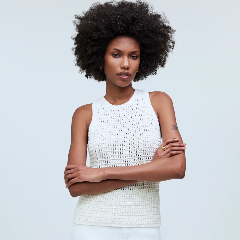 Madewell Open-Knit Cream Tank Top